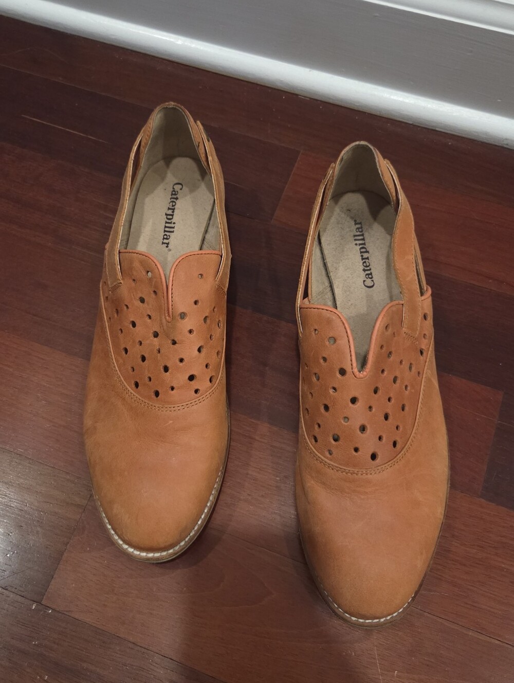 Caterpillar Mona Slip-On Perforated Leather Loafers, Rust Tan